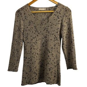 Speckled Knit V-Neck Sweater